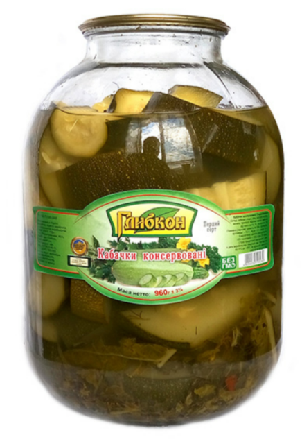 Кабачки консервовані Глибкон, різані, 960г